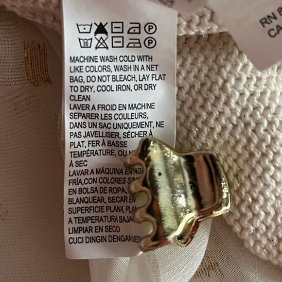 Lucky Brand Split Back Sweater Beige & Gold - Picture 7 of 7